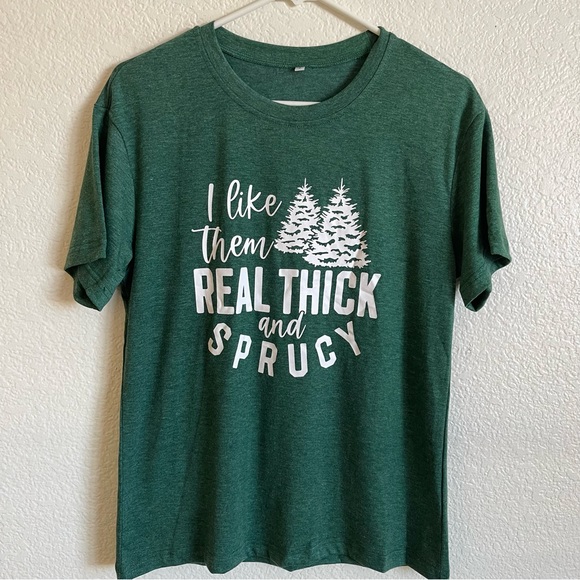 NWT Christmas Tree and Funny T-Shirt, Casual, Crew Neck Cotton Blend Shirt - Picture 4 of 10